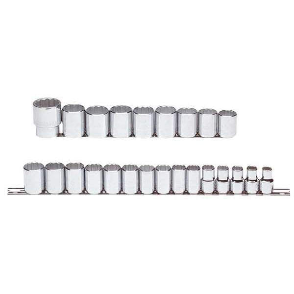 Proto 1/2" Drive Socket Set Metric 24 Pieces 10 mm to 36 mm , Full Polish - J54211-TT