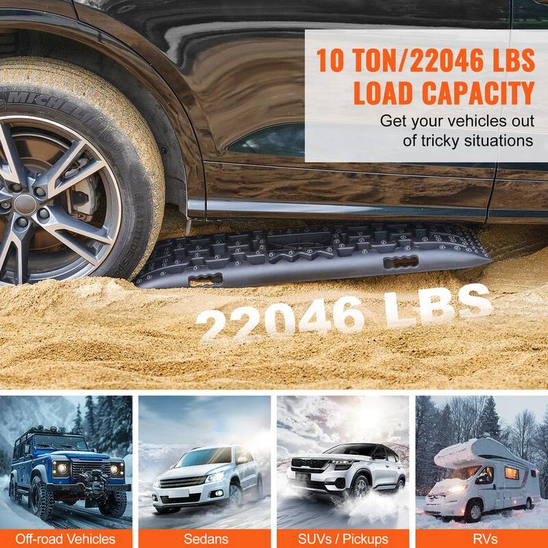 VEVOR 10T Traction Boards with PP Material Recovery Boards for Off-road Vehicles/Cars/Pickups/SUVs/RVs Pair Tire Traction Mats - QCTKBZBS2JZZYHDQZV0