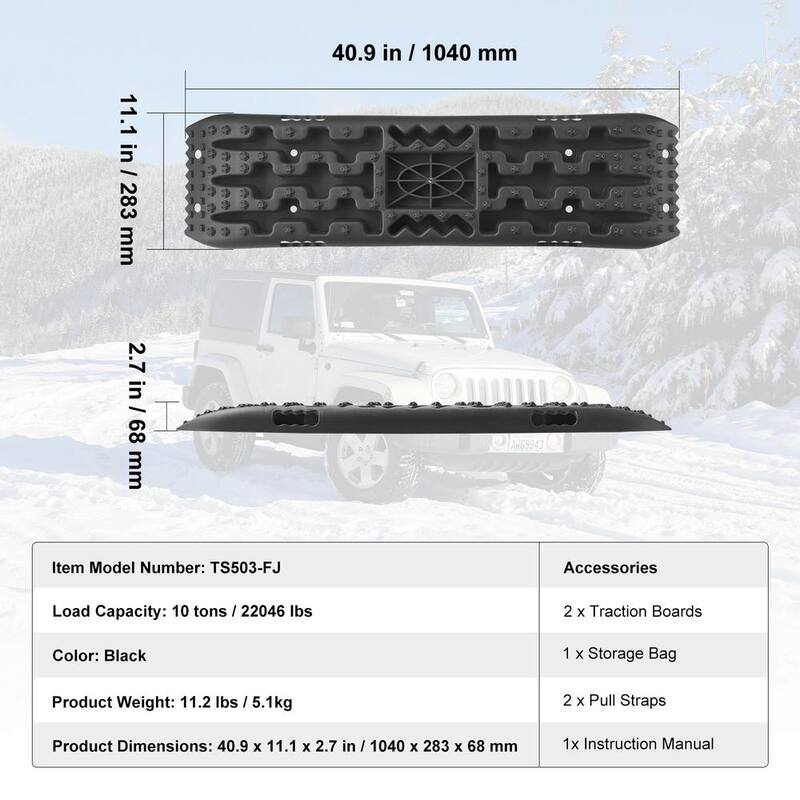 VEVOR 10T Traction Boards with PP Material Recovery Boards for Off-road Vehicles/Cars/Pickups/SUVs/RVs Pair Tire Traction Mats - QCTKBZBS2JZZYHDQZV0