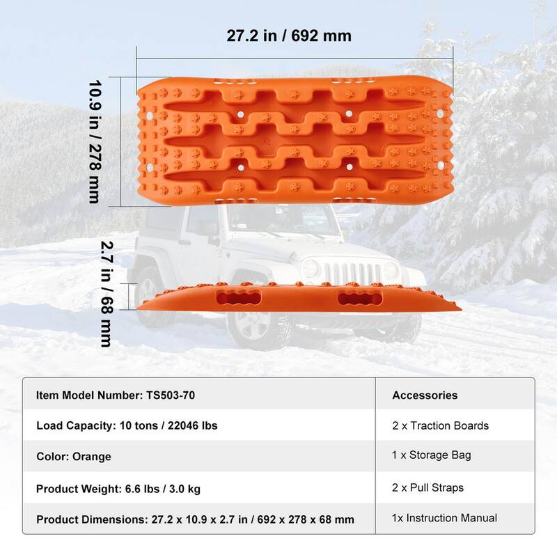 VEVOR 10 T Traction Boards with PP Material Recovery Boards for Off-road Vehicles/Cars/RVs Pair Tire Traction Mat - QCTKBZBS2JZDKR8OUV0
