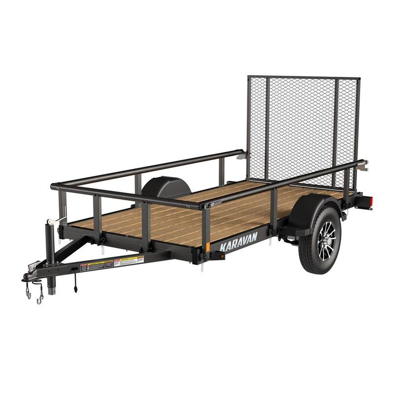 Karavan 5 ft. x 10 ft. Wood Floor Utility Trailer Kit w/ Patented Pivot Down Rail System - KHD-2990-60-10-PU