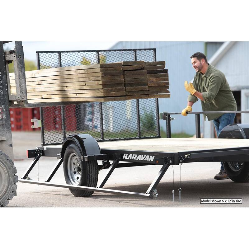 Karavan 5 ft. x 10 ft. Wood Floor Utility Trailer Kit w/ Patented Pivot Down Rail System - KHD-2990-60-10-PU