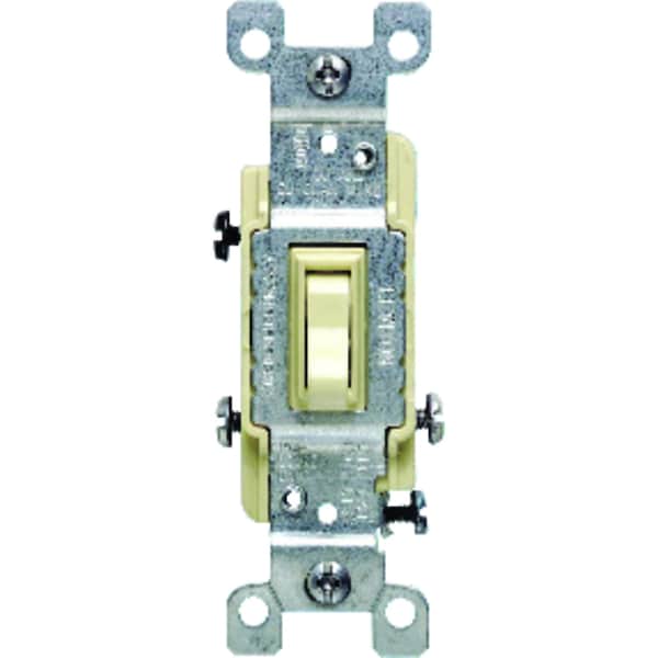 Interruptor tranquilo de palanca de tres polos Leviton de 15 amperes en marfil - 01453-02I