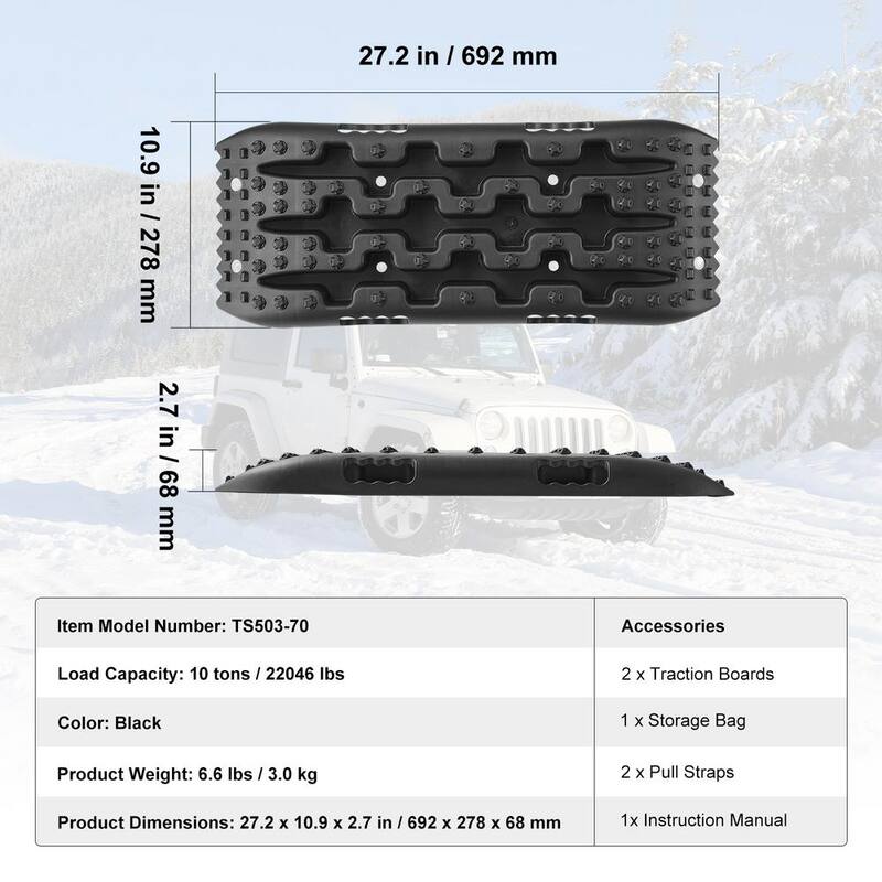 VEVOR 10 TON Traction Boards with PP Material, Recovery Boards for Off-road Vehicles/Cars/Pickups/SUVs/RVs, Pair Tire Mats - QCTKBZBS2JZDELTQAV0