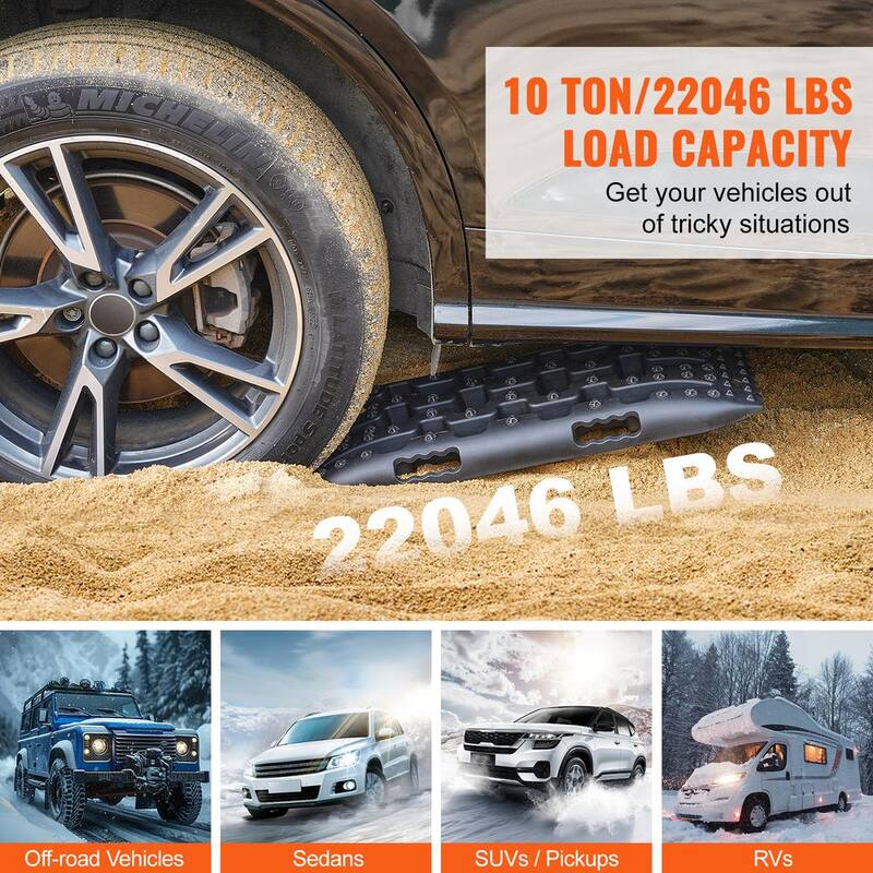 VEVOR 10 TON Traction Boards with PP Material, Recovery Boards for Off-road Vehicles/Cars/Pickups/SUVs/RVs, Pair Tire Mats - QCTKBZBS2JZDELTQAV0