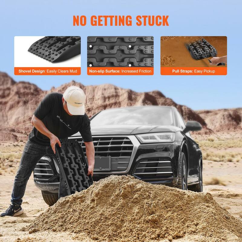 VEVOR 10 TON Traction Boards with PP Material, Recovery Boards for Off-road Vehicles/Cars/Pickups/SUVs/RVs, Pair Tire Mats - QCTKBZBS2JZDELTQAV0