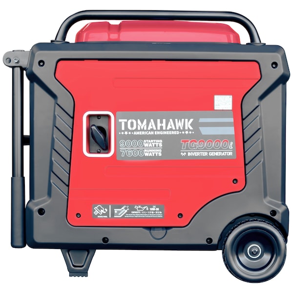 Tomahawk Power Portable and Inverter Generator, Gasoline, 9,000 W Rated, 10,500 W Surge, 120/240V AC, 50/30/20 A - TG9000i