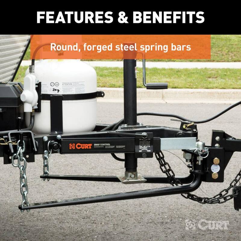 CURT MV Round Bar Weight Distribution Hitch Kit, 2in., Universal (10K - 14K lbs., 31-3/16 in. Bars) - 17063