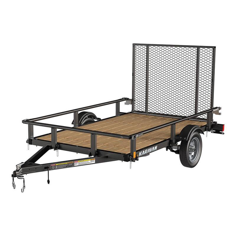 Karavan 5 ft. x 8 ft. Wood Floor Utility Trailer Kit w/Patented Drop Down Rail System - KHD-2000-60-8-HD