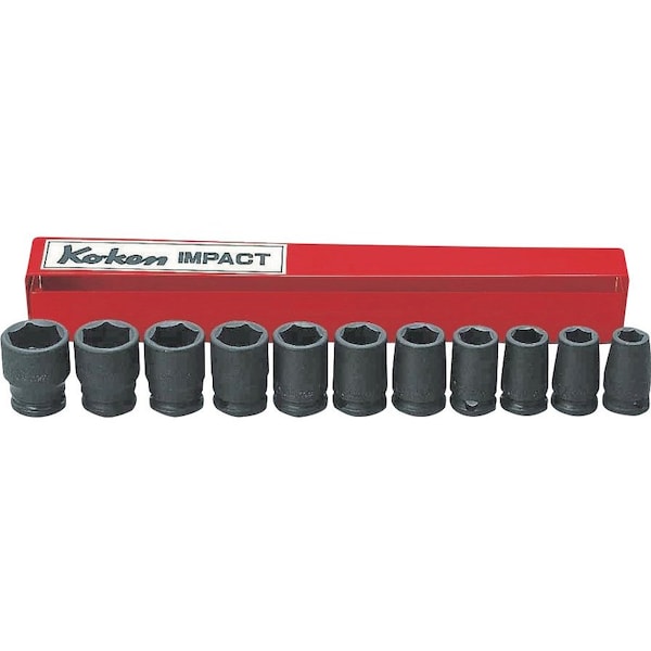 Ko-Ken Socket Set 9-19mm 6 Point 11 pieces 3/8 Sq. Drive - 13241M