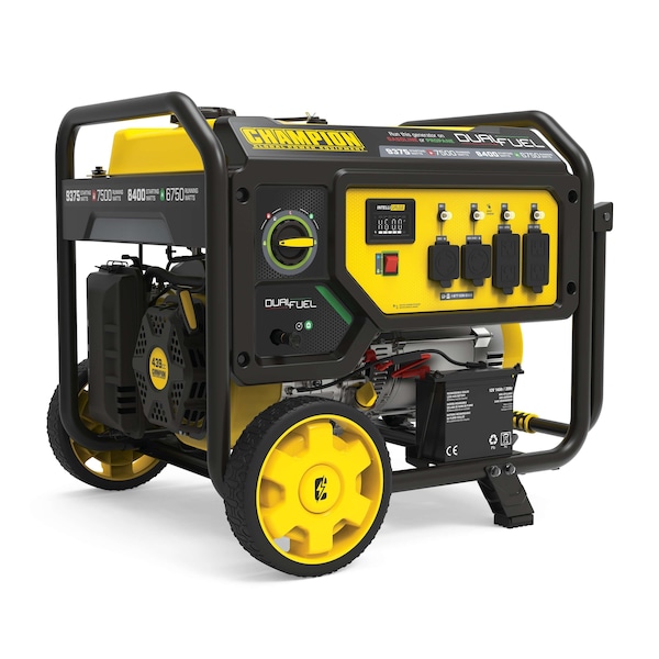 Champion Power Equipment Portable Generator, Gasoline/Propane (LPG), 7,500 W/6,750 W Rated, 9,375 W/8,400 W Surge - 201040