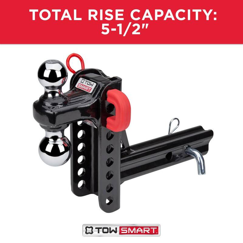 TowSmart Class V, 14,000 lbs. 5-1/2 in. Drop to 5-1/2 in. Rise, Adjustable X-Mount Trailer Hitch Dual Ball Mount - 9455