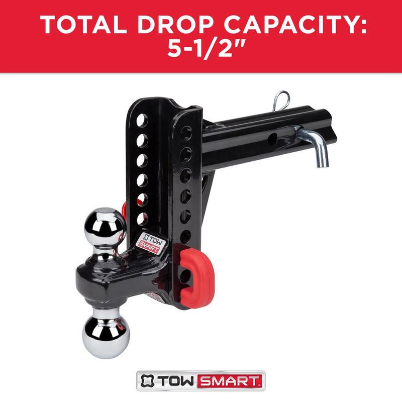 TowSmart Class V, 14,000 lbs. 5-1/2 in. Drop to 5-1/2 in. Rise, Adjustable X-Mount Trailer Hitch Dual Ball Mount - 9455