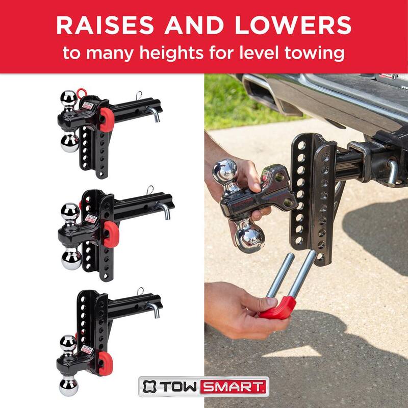 TowSmart Class V, 14,000 lbs. 5-1/2 in. Drop to 5-1/2 in. Rise, Adjustable X-Mount Trailer Hitch Dual Ball Mount - 9455