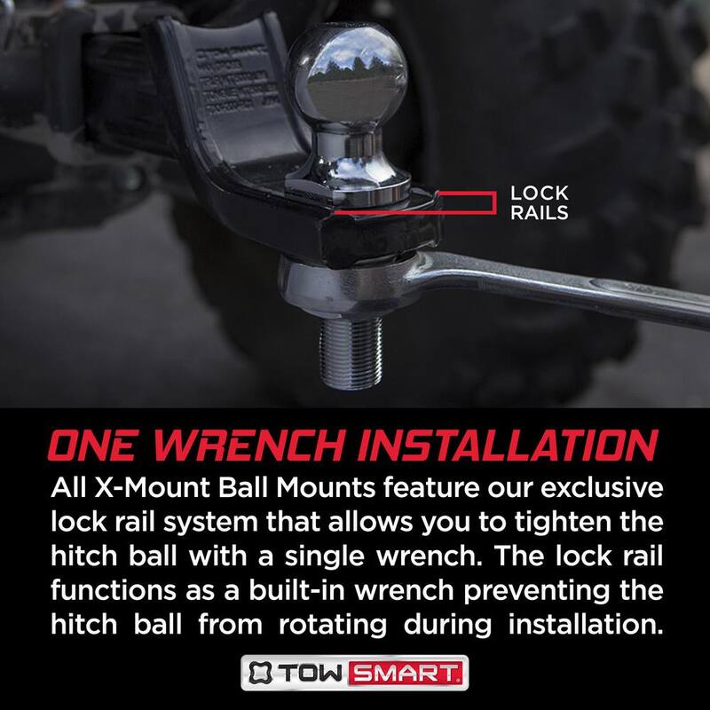 TowSmart Class V, 14,000 lbs. 5-1/2 in. Drop to 5-1/2 in. Rise, Adjustable X-Mount Trailer Hitch Dual Ball Mount - 9455