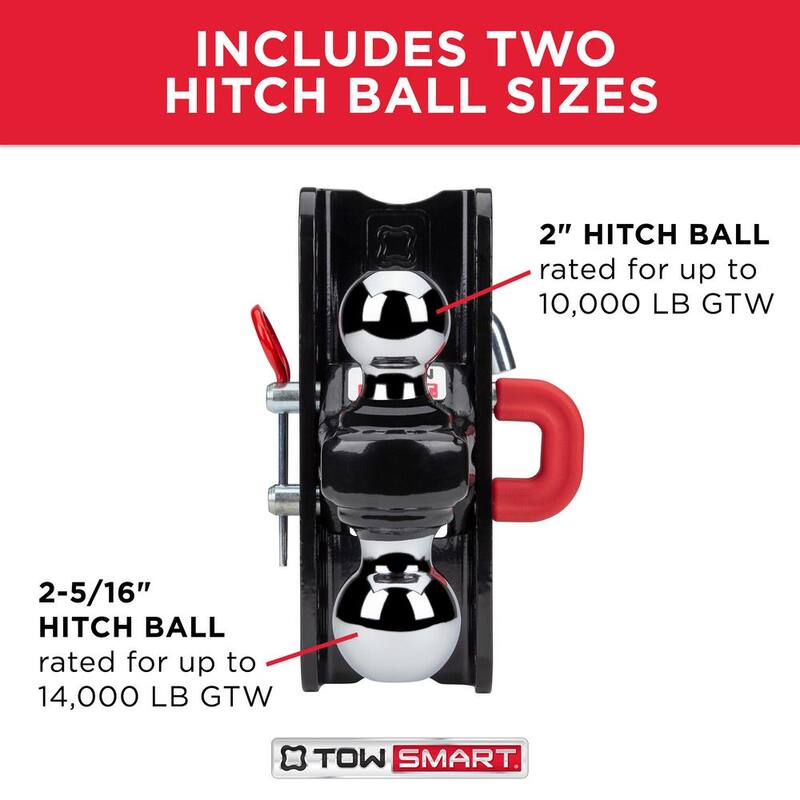 TowSmart Class V, 14,000 lbs. 5-1/2 in. Drop to 5-1/2 in. Rise, Adjustable X-Mount Trailer Hitch Dual Ball Mount - 9455
