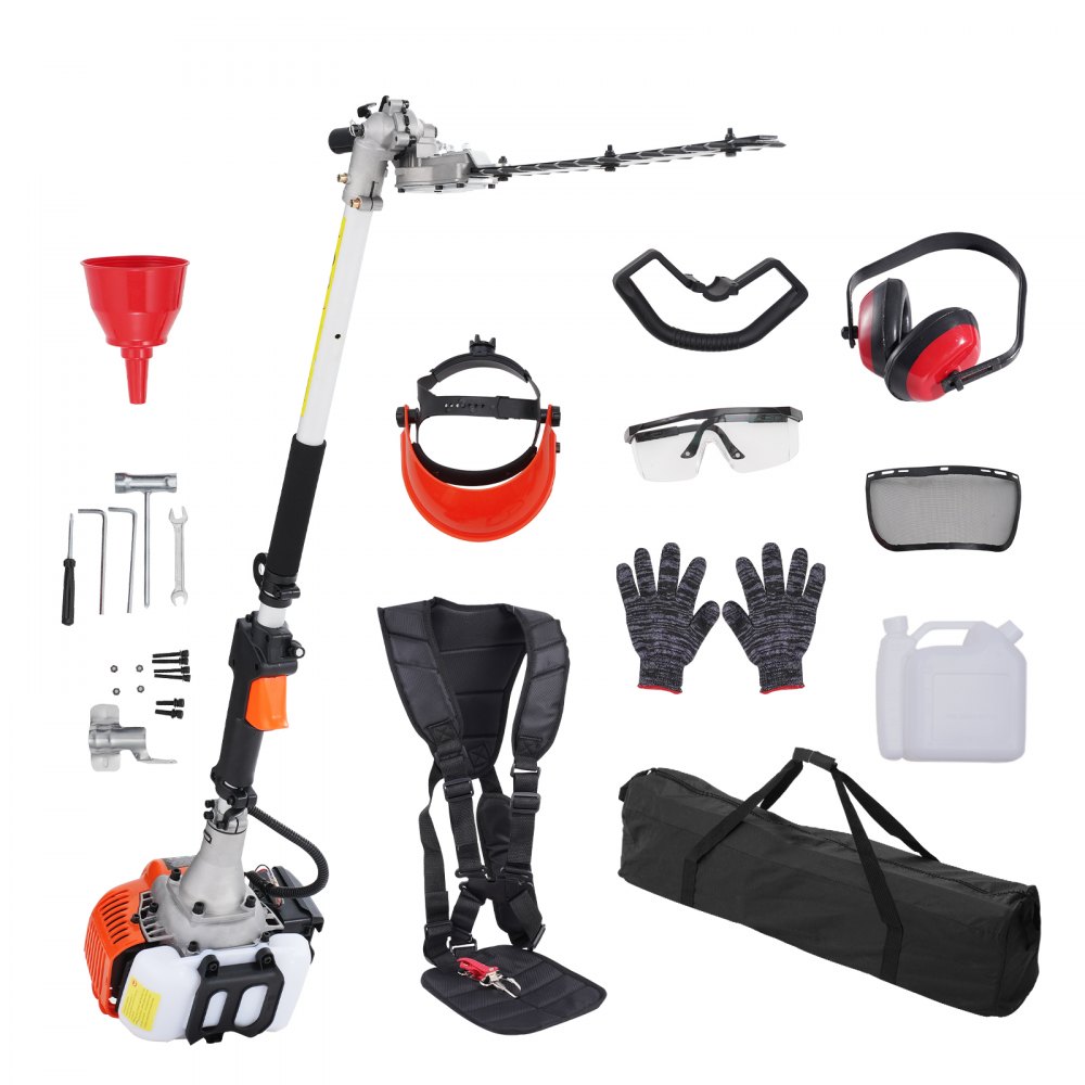 VEVOR 15.7-inch 26CC 2 Cycle Gas Hedge Trimmer, Gas Powered Pole Hedge Trimmer with Dual Sided Dual Action Blade, 270° Adjustable Trimmer Head, Suitable for Trimming Shrubs, Bushes - RQLLJGZJDLLJRN337V0