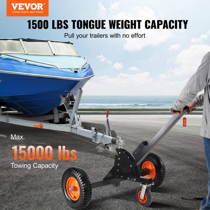 VEVOR Adjustable Trailer Dolly 1500 lbs. Trailer Mover with 23.6 - 35.4 in. Height and 2 in. Ball for Moving Car, RV, Trailer - TYSDQYCB1500325WUV0