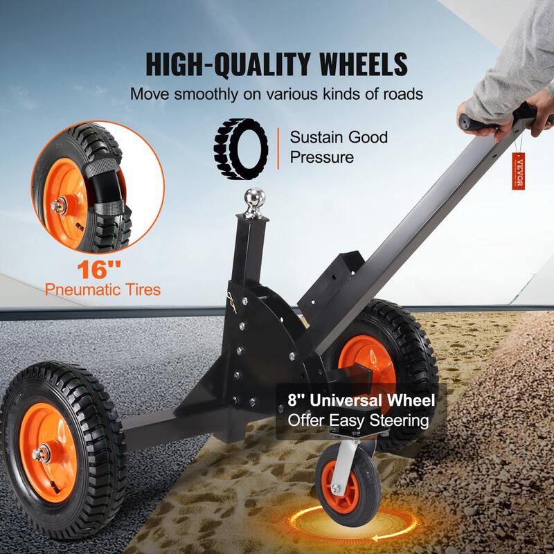 VEVOR Adjustable Trailer Dolly 1500 lbs. Trailer Mover with 23.6 - 35.4 in. Height and 2 in. Ball for Moving Car, RV, Trailer - TYSDQYCB1500325WUV0