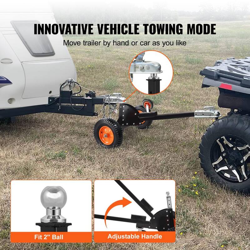 VEVOR Adjustable Trailer Dolly 1500 lbs. Trailer Mover with 23.6 - 35.4 in. Height and 2 in. Ball for Moving Car, RV, Trailer - TYSDQYCB1500325WUV0