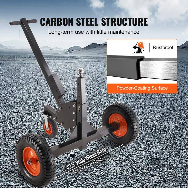 VEVOR Adjustable Trailer Dolly 1500 lbs. Trailer Mover with 23.6 - 35.4 in. Height and 2 in. Ball for Moving Car, RV, Trailer - TYSDQYCB1500325WUV0