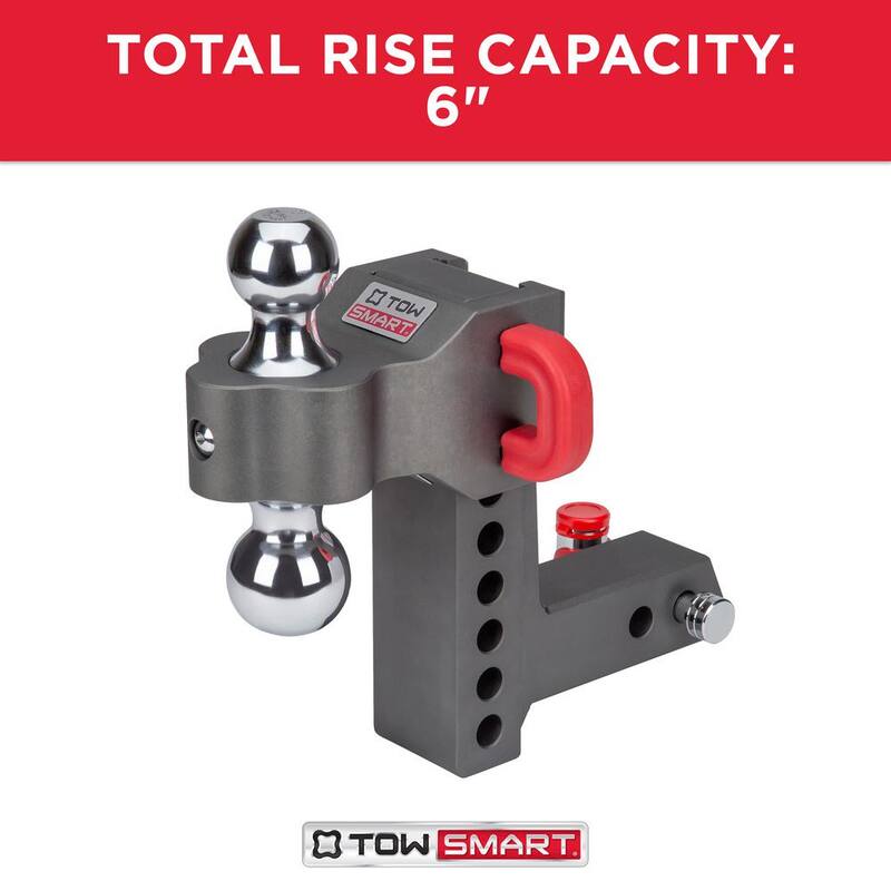 TowSmart Class V, 12,500 lbs. 6 in. Drop to 6 in. Rise, Adjustable Trailer Hitch Dual Ball Mount - 9506