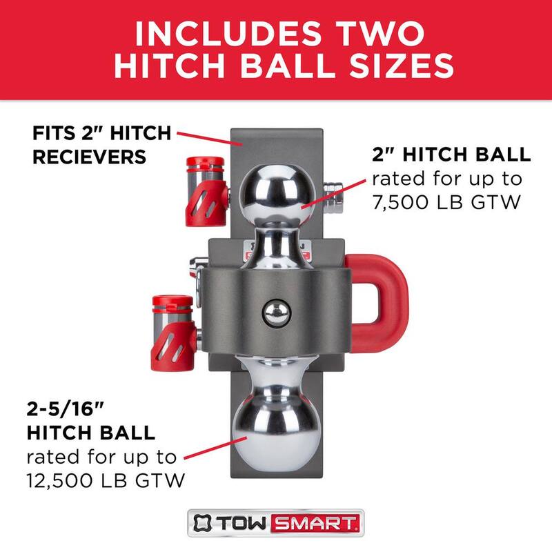 TowSmart Class V, 12,500 lbs. 6 in. Drop to 6 in. Rise, Adjustable Trailer Hitch Dual Ball Mount - 9506