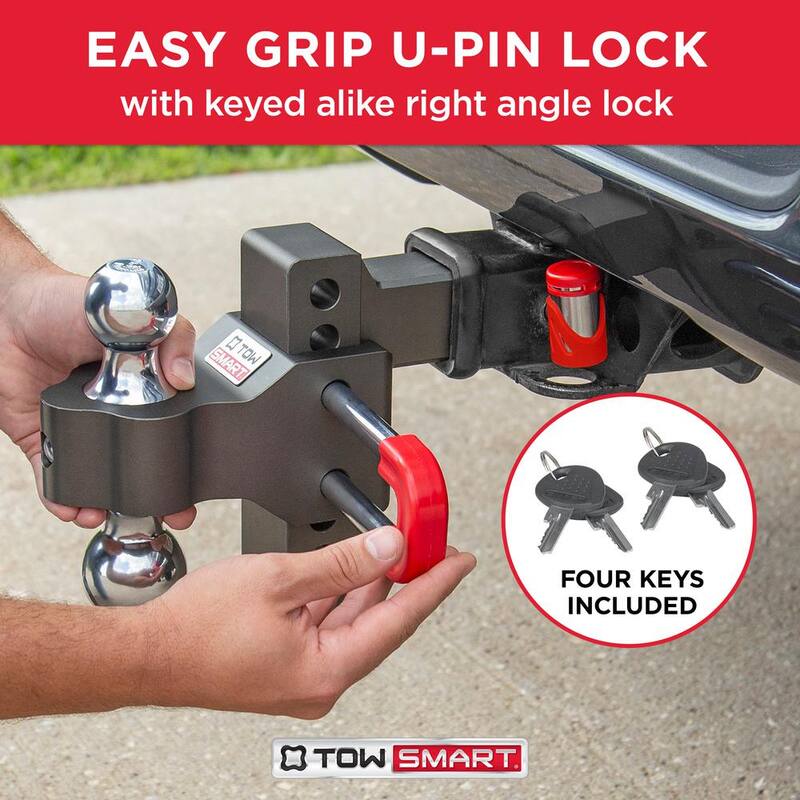 TowSmart Class V, 12,500 lbs. 6 in. Drop to 6 in. Rise, Adjustable Trailer Hitch Dual Ball Mount - 9506