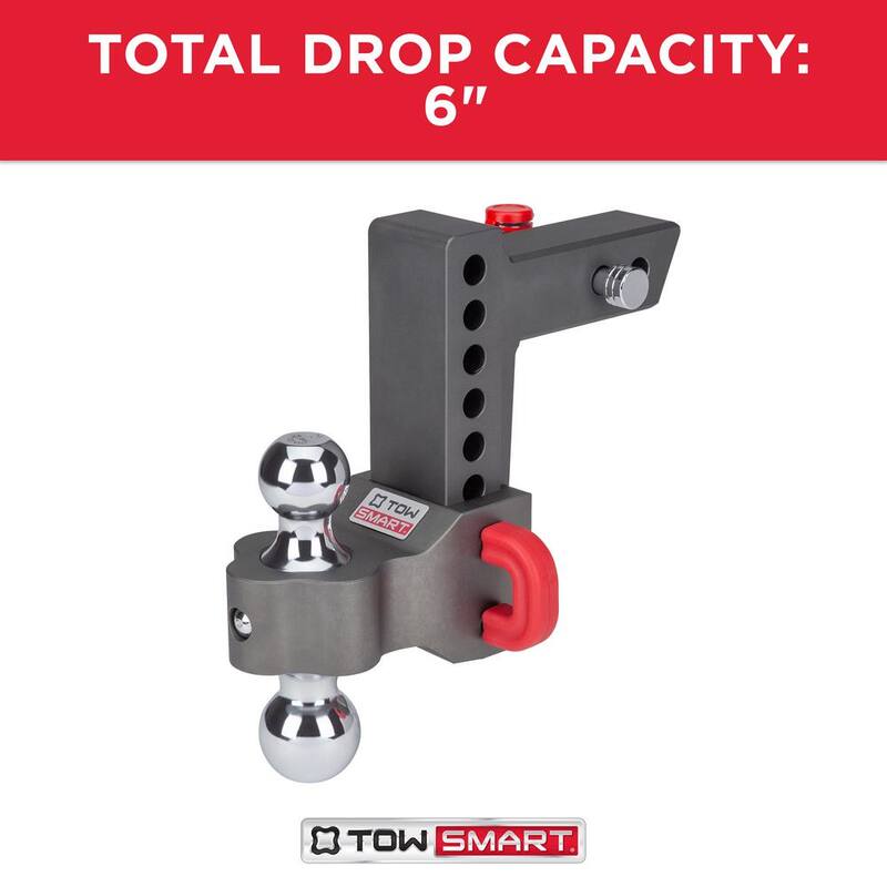 TowSmart Class V, 12,500 lbs. 6 in. Drop to 6 in. Rise, Adjustable Trailer Hitch Dual Ball Mount - 9506