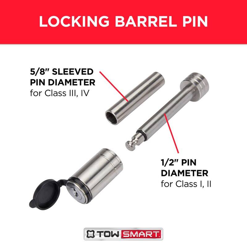 TowSmart 2.75 in. Stainless Barrel Style Receiver Hitch Pin Lock with Sleeve - 734M