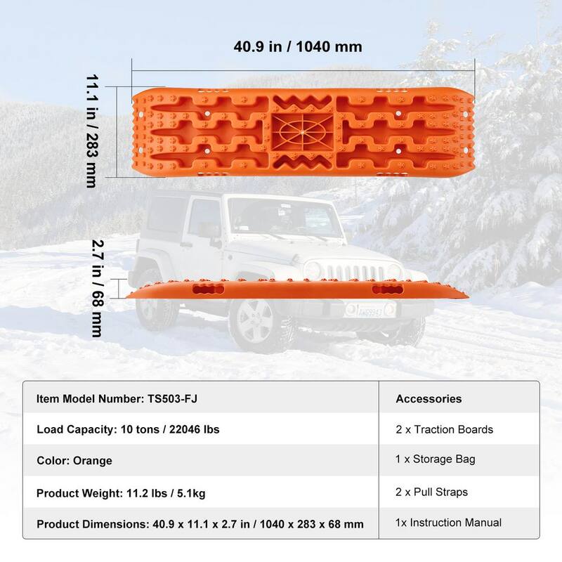 VEVOR 10T Traction Boards with PP Material Recovery Boards for Off-road Vehicles/Cars/Pickups/SUVs/RVs Pair Tire Traction Mats - QCTKBZBS2JZZN5BMHV0