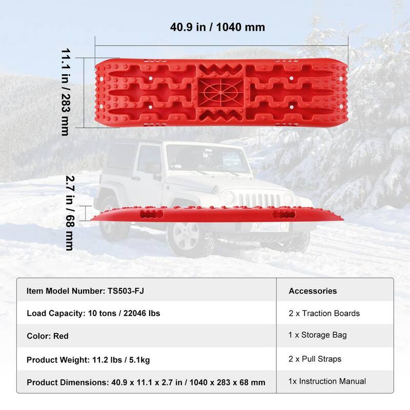 VEVOR 10T Traction Boards with PP Material Recovery Boards for Off-road Vehicles/Cars/Pickups/SUVs/RVs Pair Tire Traction Mats - QCTKBZBS2JZZK3NO1V0