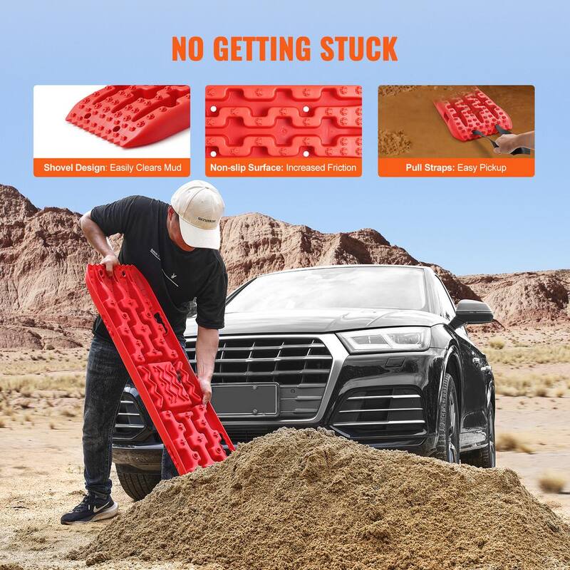 VEVOR 10T Traction Boards with PP Material Recovery Boards for Off-road Vehicles/Cars/Pickups/SUVs/RVs Pair Tire Traction Mats - QCTKBZBS2JZZK3NO1V0