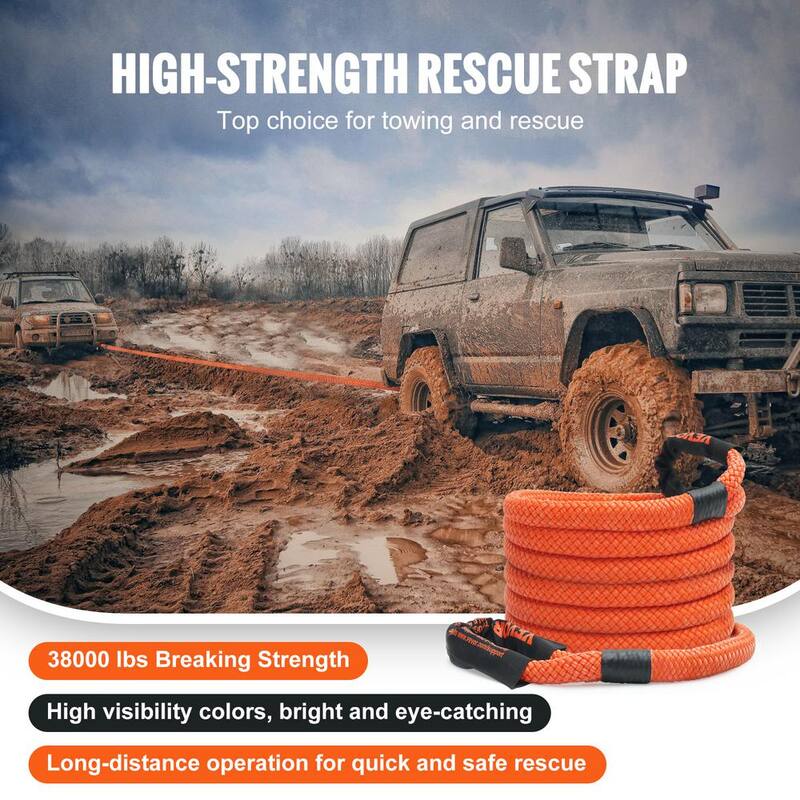 VEVOR 20 in. Recovery Tow Rope 38,000 lbs. Heavy-Duty Off Road Snatch Strap Extreme Duty Energy Snatch Strap for Truck, ATV - SZNL1IN20FT0HUP3WV0