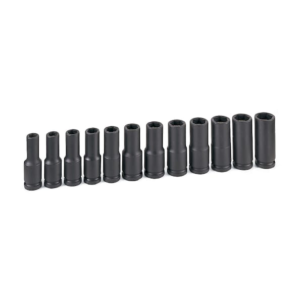 Grey Pneumatic SKT SET 1/2"DR 12PC METRIC DEEP MAGNETIC - GP1512MDG