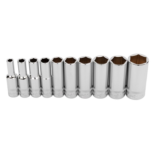 Ingersoll-Rand 10 Piece 3/8 Inch Drive Deep Socket Set - SAE 6-Pt - 752050X