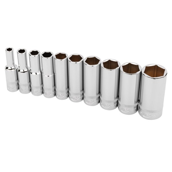 Ingersoll-Rand 10 Piece 3/8 Inch Drive Deep Socket Set - SAE 6-Pt - 752050X