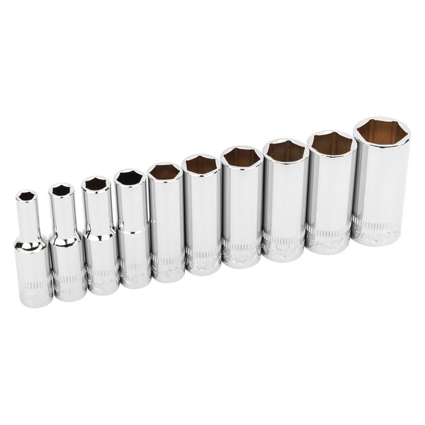 Ingersoll-Rand 10 Piece 3/8 Inch Drive Deep Socket Set - SAE 6-Pt - 752050X