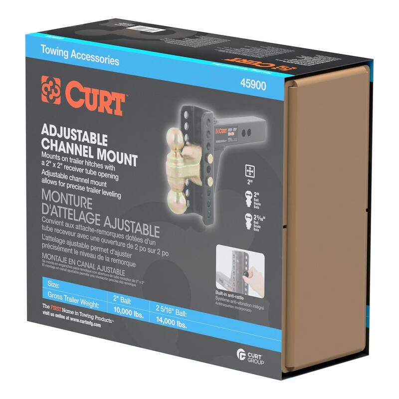 CURT 14,000 lbs. 6 in. Drop Adjustable Trailer Hitch Channel Mount with Dual Ball (2 in. Shank) - 45900