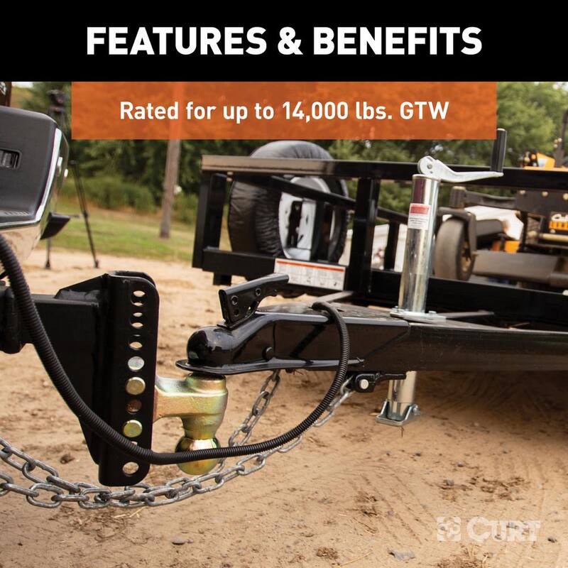 CURT 14,000 lbs. 6 in. Drop Adjustable Trailer Hitch Channel Mount with Dual Ball (2 in. Shank) - 45900