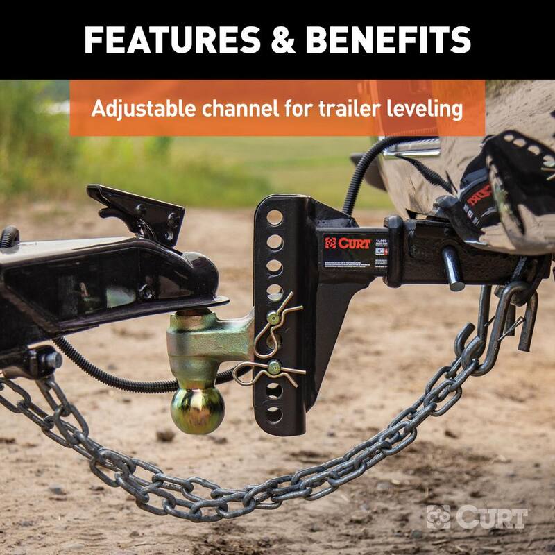 CURT 14,000 lbs. 6 in. Drop Adjustable Trailer Hitch Channel Mount with Dual Ball (2 in. Shank) - 45900