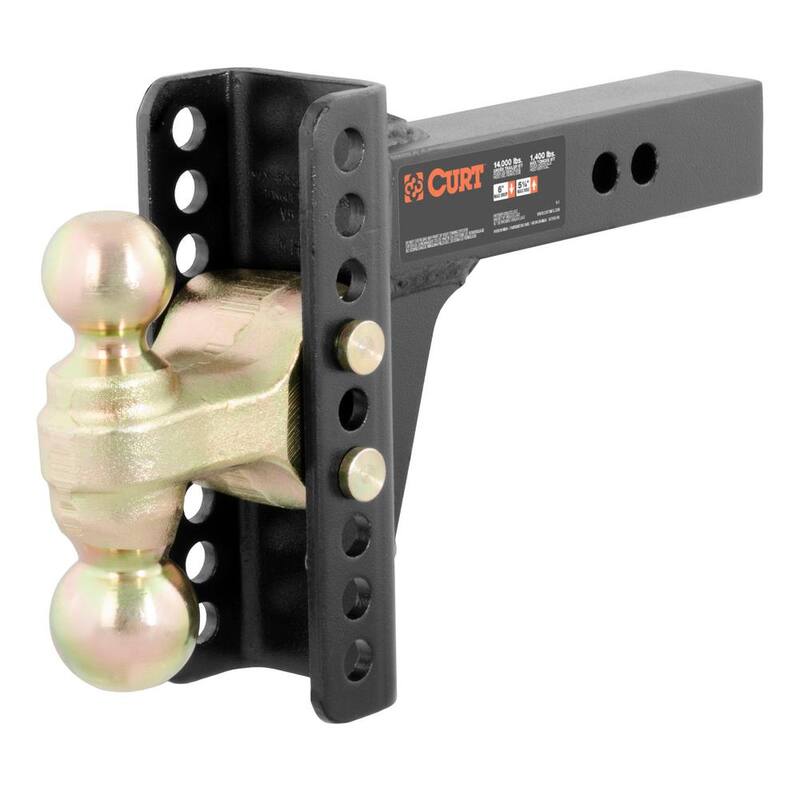 CURT 14,000 lbs. 6 in. Drop Adjustable Trailer Hitch Channel Mount with Dual Ball (2 in. Shank) - 45900