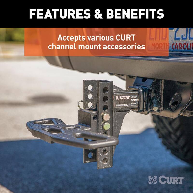 CURT 14,000 lbs. 6 in. Drop Adjustable Trailer Hitch Channel Mount with Dual Ball (2 in. Shank) - 45900