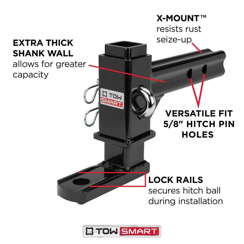 TowSmart Class IV, 7,500 lbs. 7-1/2 in. Drop to 6-1/4 in. Rise, Adjustable X-Mount Trailer Hitch Ball Mount - 9197