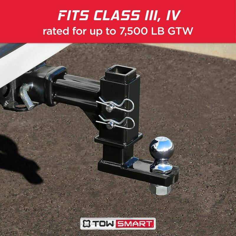 TowSmart Class IV, 7,500 lbs. 7-1/2 in. Drop to 6-1/4 in. Rise, Adjustable X-Mount Trailer Hitch Ball Mount - 9197