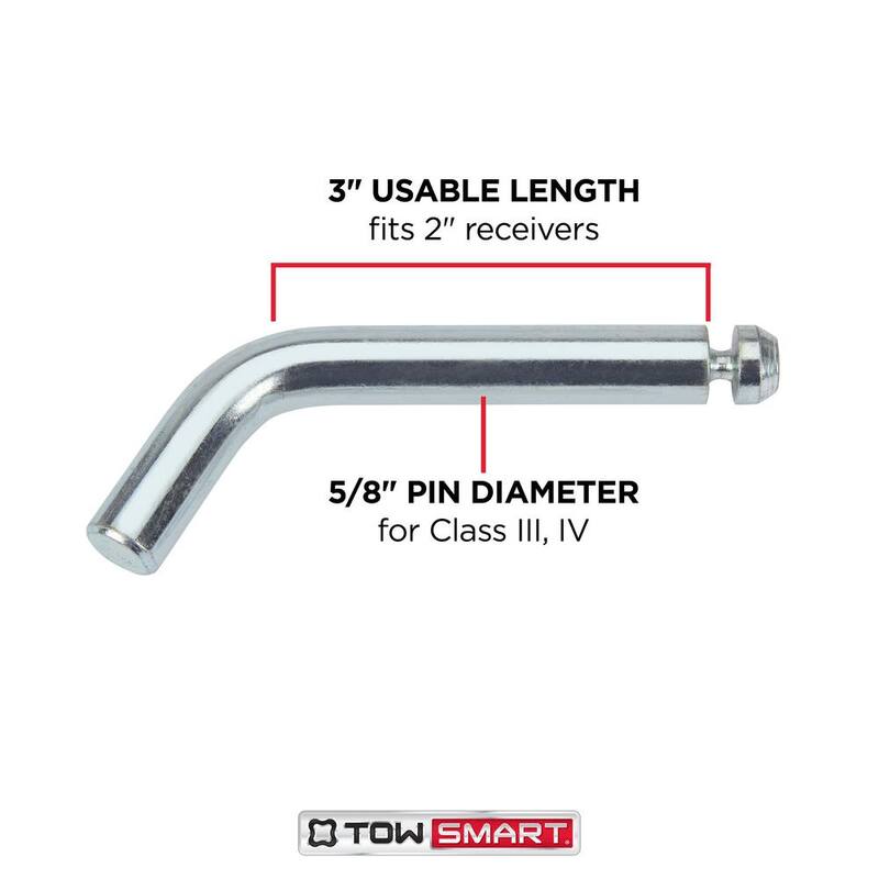 TowSmart Standard 5/8 in. dia Steel Bent Hitch Pin with Clip - Fits 2 in. x 2 in. Hitch Receivers - 747M