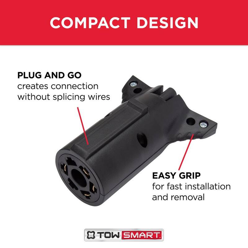 TowSmart 7-Way Round Blade to 4-Way Flat Trailer Light Wiring Connector - 1422