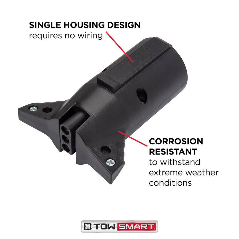 TowSmart 7-Way Round Blade to 4-Way Flat Trailer Light Wiring Connector - 1422