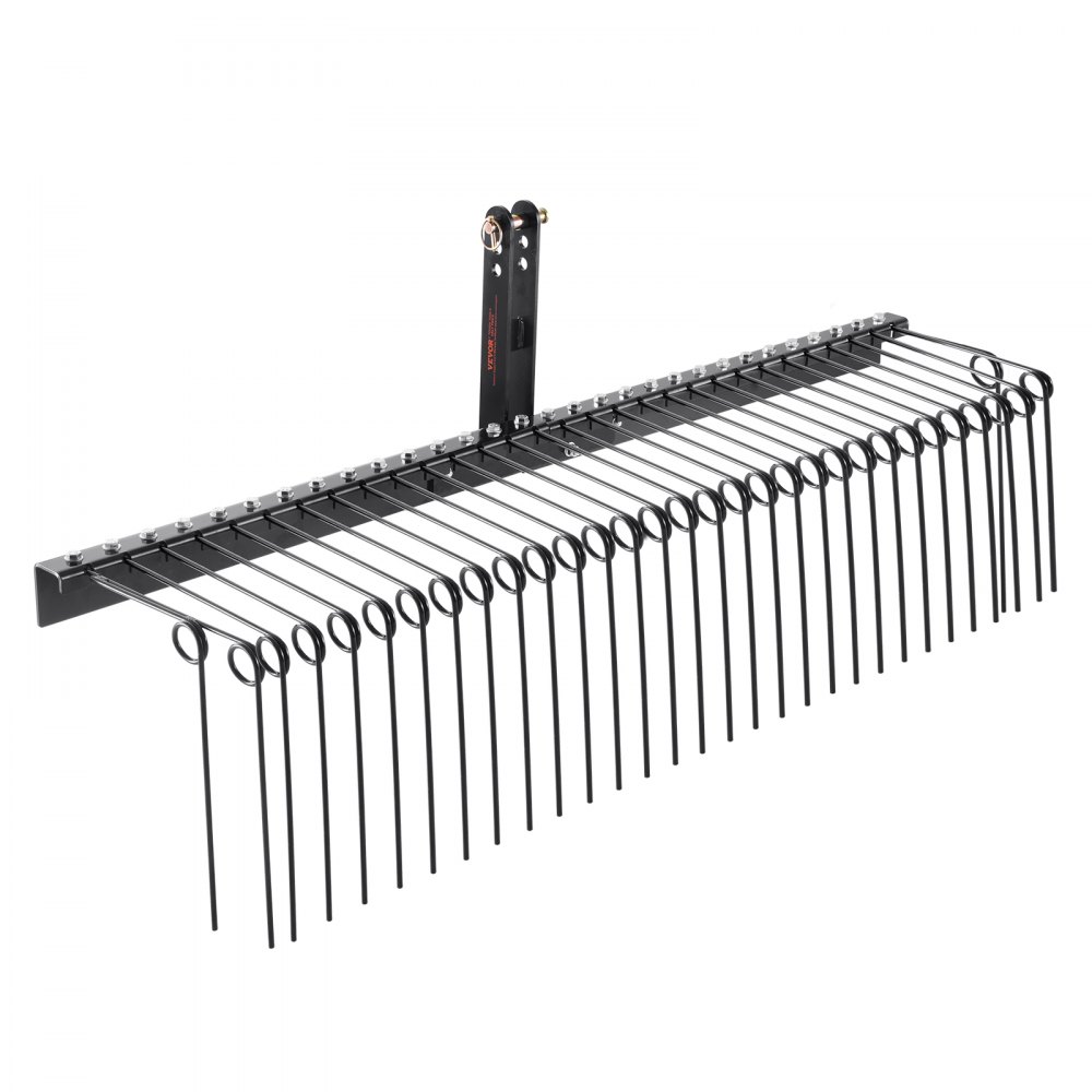 VEVOR Tow Behind Landscape Rake, 72" Tow Dethatcher with 32 Steel Tines, Lawn Dethatcher Rake Attaches to Category 1, 3 Point Hitch for Tractor, for Leaves, Pine Needles, Straw, and Grass - ZXSCJDHC72BDGLRVMV0
