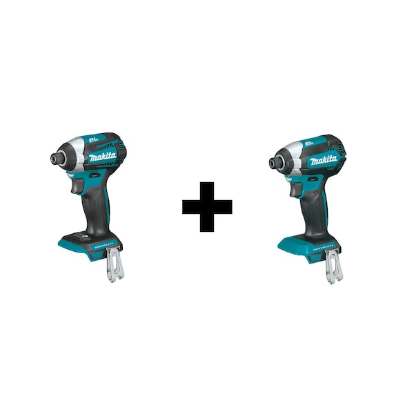 Makita 18V 1/4" Hex 1/4" Impact Driver Tool + Brushless 1/4" Cordless Impact Driver - XDT14Z + XDT13Z